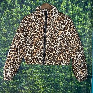 Love Tree Leopard Print Bomber Jacket